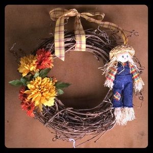 Hand Crafted Fall Scarecrow Wreath
